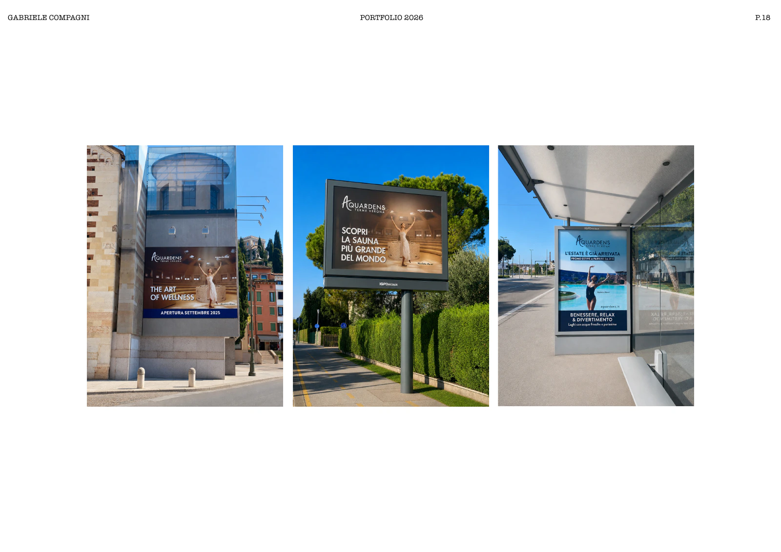 Aquardens billboard campaign for the thermal baths near Verona, photographed by Gabriele Compagni