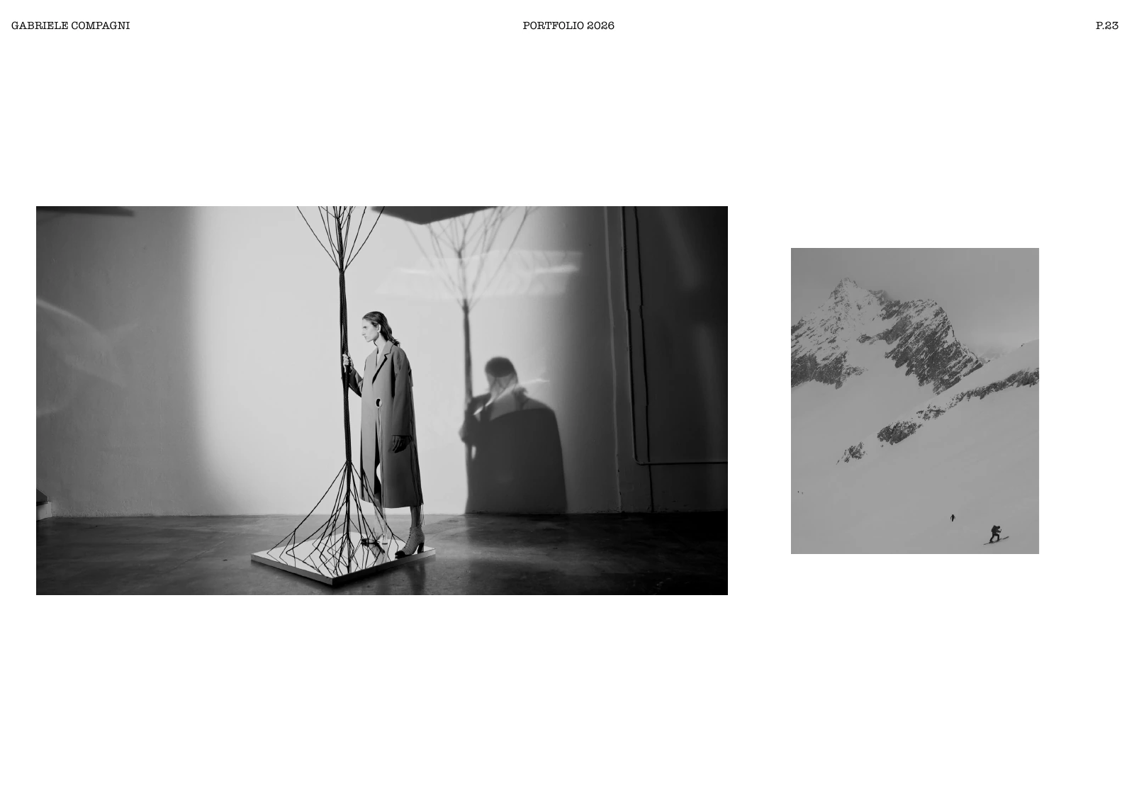 Fashion editorial inspired by nature paired with mountain landscape photography by Gabriele Compagni